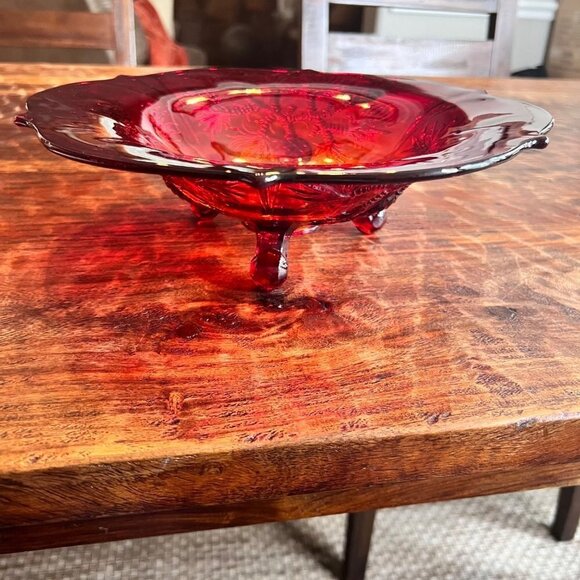 Vintage Three Toed  Red Thistle Bowl - Picture 2 of 12